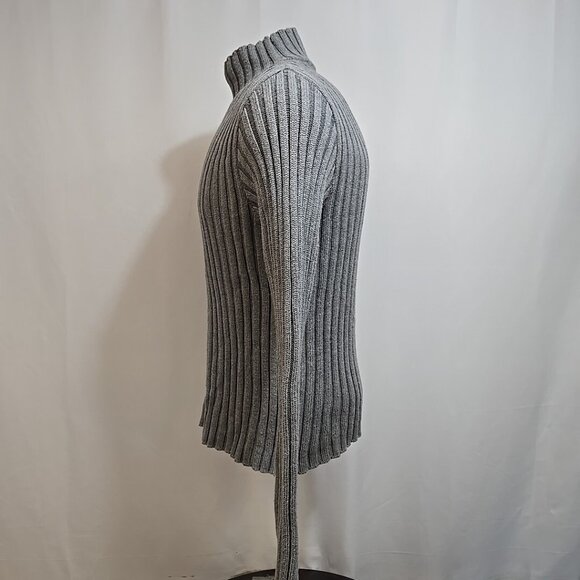 VTG Abercrombie Fitch Sweater Mens Size Large Gray Fisherman Ribbed USA 90s Y2K - Picture 2 of 9